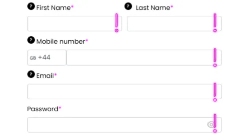 Love Casino Register form