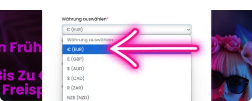 Wählen Sie die Währung